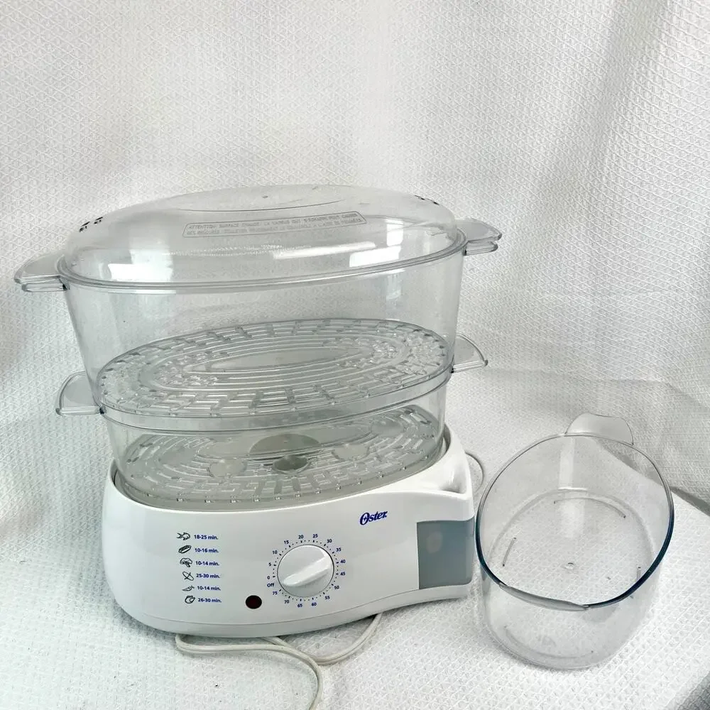 Oster 2 Tier Food Steamer Rice Cooker Electric Vegetable Fish Cooker White
